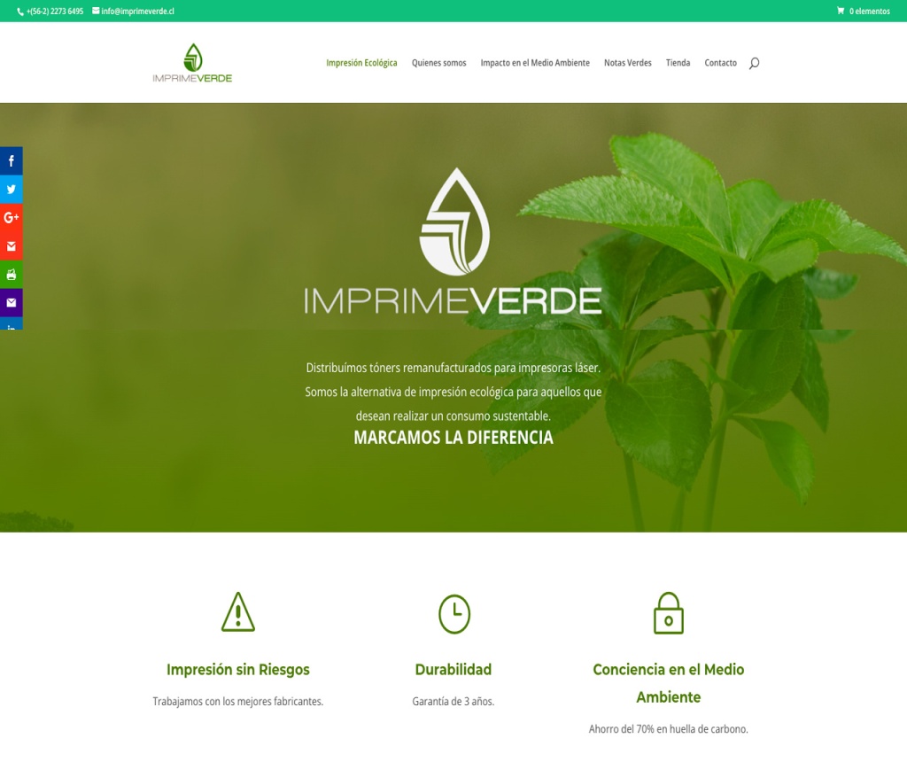 Sitio ecommerce para Imprime Verde